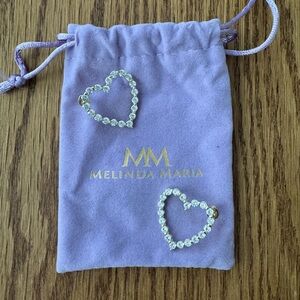 Melinda Maria GOLD NEW She's An Icon Baby Diamondette Heart Earrings BEAUTIFUL 🤩
